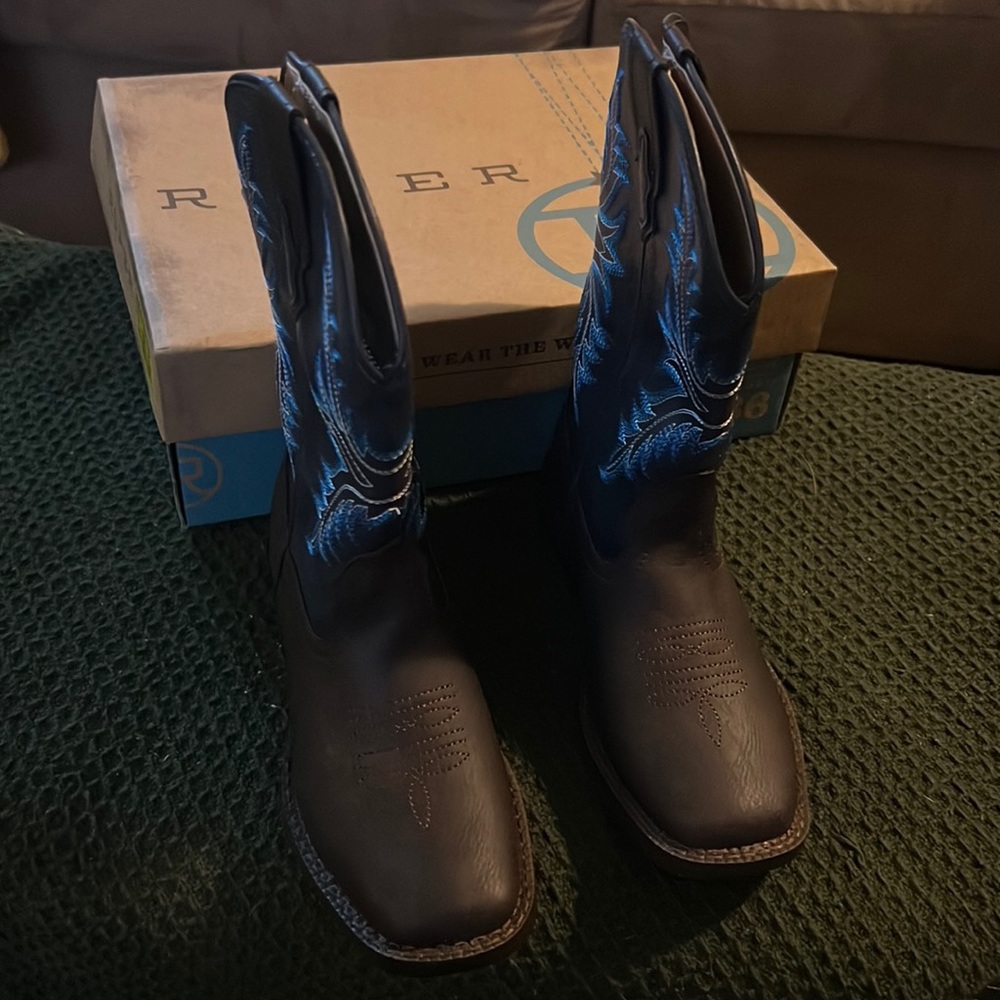 Boys Brown and blue cowboy western boots